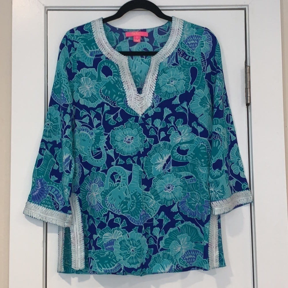 NWOT Lilly Pulitzer Renato Sequined Tunic Mint To Be S - Picture 4 of 9